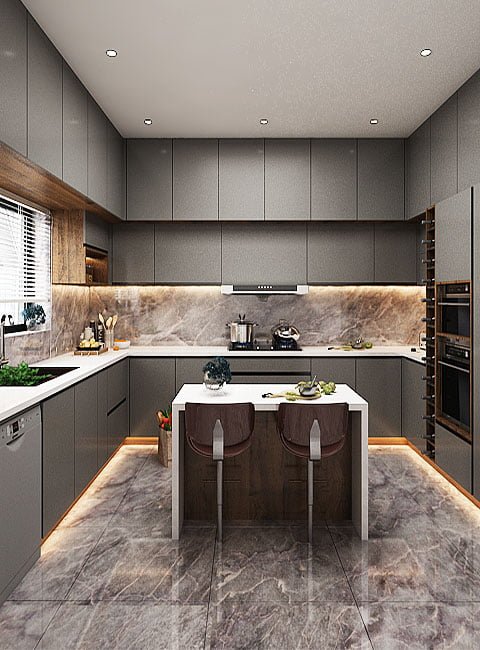 U Shaped Modular Kitchens